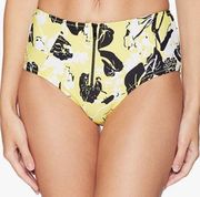 Derek Lam 10 Crosby Women's Citrus Yellow/Back Floral Bikini Swim Bottoms sz S