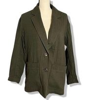 Madewell women's small double gauze olive green casual single breasted blazer