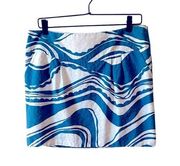 Trina Turk Blue Swirl Print A-Line Skirt Size 12