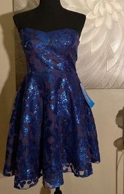 NWT Sequin Embellished Royal Blue Semi-Formal Dress