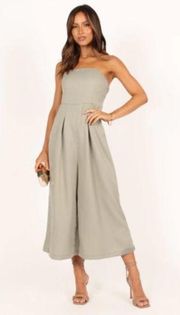 Petal & Pup Jonie Olive Green Strapless Wide Leg Cropped Jumpsuit XL