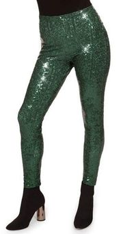 NWT Tipsy Elves Dark Green Sequin High Waisted Leggings