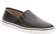 DV DOLCE VITA Slip On Sneakers Black Perforated Target Bonded Leather Slides 8.5