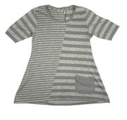 LOGO by Lori Goldstein Size S Mixed Striped Sweater Knit Top w/ Chiffon Gray