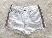 Carmar denim Lf stores rhinestone white shorts distressed
