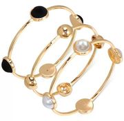 International Concepts 3-Pc. Pearl/Colored Bracelets in Gold-Tone NWT MSRP $40