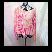 Victoria's Secret Sweater S Womens VS PINK Tie Dye Cropped Oversized Long Sleeve