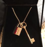 Gold key/ lock necklace never worn