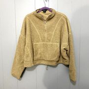 Bailey 44 Tan Sherpa Teddy 1/2 Zip Oversized Cinched Hem Loungewear Pullover XL