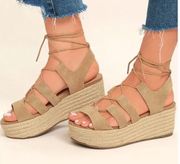 Steve Madden brayla nude beige espadrille lace up sandal