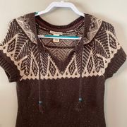 🍂Boho Ruff Hewn Short Sleeve Sweater Dress🍂~small