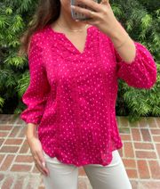 Hot pink polka dot blouse 