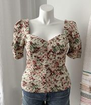 Maeve by Anthropologie Alchemy Floral Jacquard Fitted Blouse Top Women’s Size 14