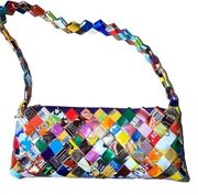 Retro Candy Gum Wrapper Purse Bag Metallic Foil Colorful Fun ~