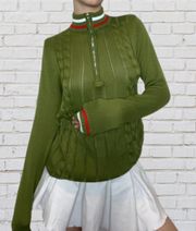 🍀 Vintage Green Preppy Quarter-Zip Sweater 🍀