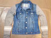 Vintage Hooded denim Jacket With Sweater Sleeves Size Small