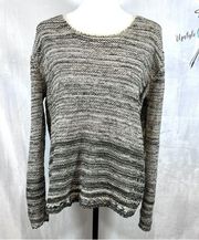 Paper Crane ivory and gray knit and open weave sweater size large