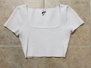 White Sculpt Knit Squareneck Top