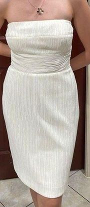 Strapless Ivory White Crepe Cocktail Dress