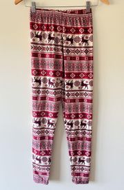 Agnes & Dora Red Christmas Winter Print Leggings Size Small/Medium