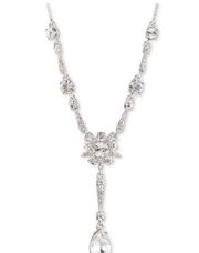 Givenchy Vintage Rose Crystal Star Lariat Necklace in Silver-Tone NWT