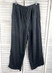 HUNT CLUB Vintage Linen Blend Pull On Casual Pants Black-Large