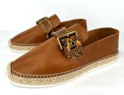 See By Chloé Flat Espadrille Snakeskin Leather Belt Buckle Shoes Size EU 40