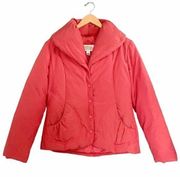 Talbots Shawl Collar Puffer Coat Terracotta Red Winter Jacket Womens Size Medium