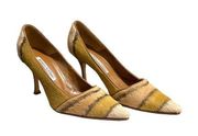 Manolo Blahnik Plezek calf camel Nolo 90 heels size 38 $585