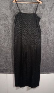 Theory women's Drapery jacquard wide leg jumpsuit black silk size 12