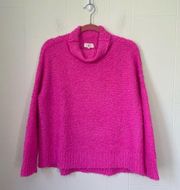 Lou & Grey Wool Alpaca Blend Barbie Pink Fuzzy Turtleneck Sweater ~ Size S