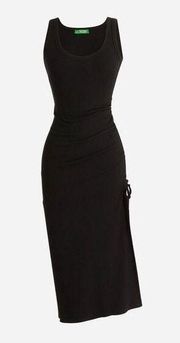 NEW J. Crew Side-Ruched Ribbed Rib Sleeveless Midi Dress Black Small S NWT