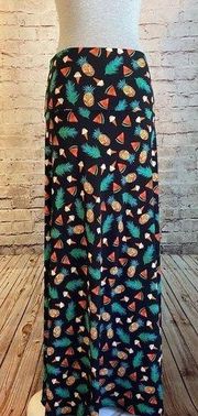 LuLaRoe Maxi Skirt Tropical Black Ice Cream Pineapple Watermelon Small