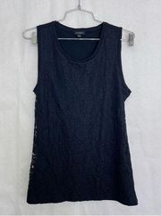 5/$25 Talbots black lace floral tank top size small