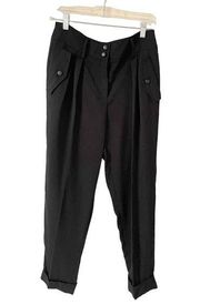 Karl Lagerfeld Paris High Rise Pleated Cuff Dress Pants Black Size 6 NEW