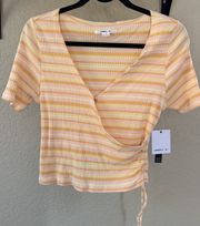 O’Neil Carina Striped Ruched wrap top