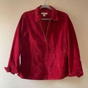 Coldwater Creek  red real suede zip jacket size medium petite