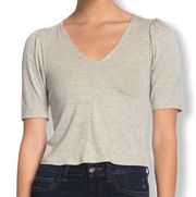 Hiatus grey half puff sleeve v-neck tee XL new