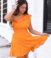 Sadie & Sage sun dress asymmetrical mini orange ruffle orange medium