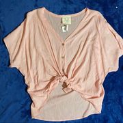 NWT Blush Crepe Button-Down