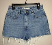 ASOS blue cut off 100% cotton high rise denim short shorts size medium 8