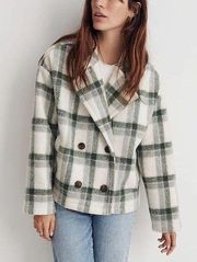 New Madewell Jacquard Double-Breasted Crop Blazer in Plaid