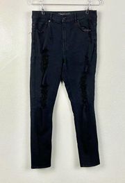 Jeans Black Ankle Legging High Rise Womens 10 Distressed Ripped Stretch