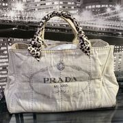 Authentic PRADA  Canapa Canvas Large 2Way Tote Bag