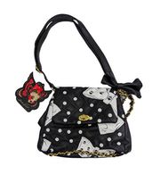 Iron Fist Black White Polka Dot Skull Purse Quilted Bag Gold Chain Bow Womens