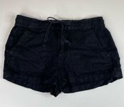 Lou & Grey Signaturesoft Black Linen Blend Shorts Small