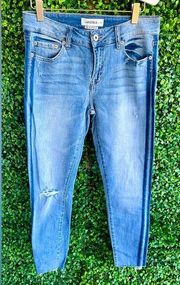 NWOT -  Audrey Cropped Women’s Jeans | Raw Hem | Distressed | Side Stripe