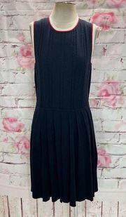 Brooks Brothers  nwt navy sleeveless cable knit pleated sweater dress size large