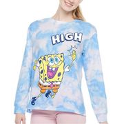 SpongeBob Tie Dye Graphic Top High Five Cloud Tee Size L NWT