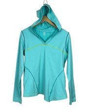 Title Nine Hoodie Pullover Women Medium Blue Regulator Long Sleeve Nylon Stretch